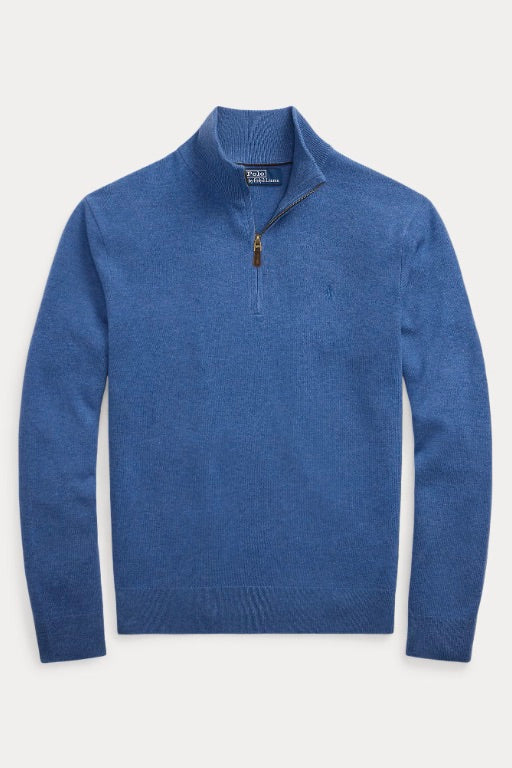 Wool Quarter-Zip Jumper Tide Pool Blue Heather