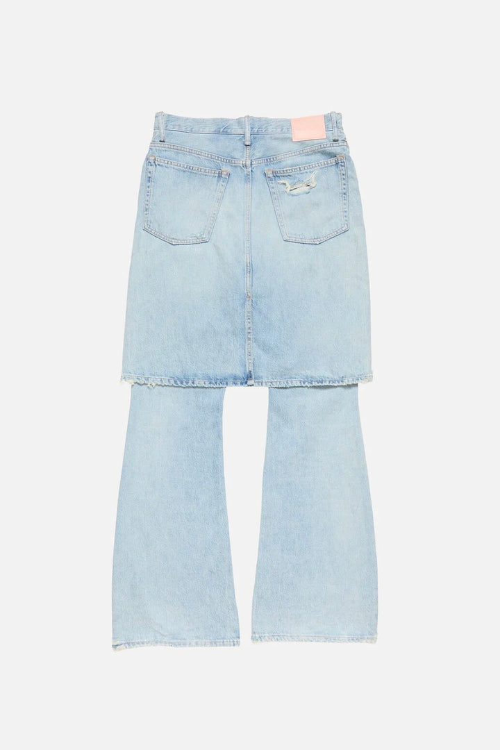 Layered Denim Trousers Light Blue