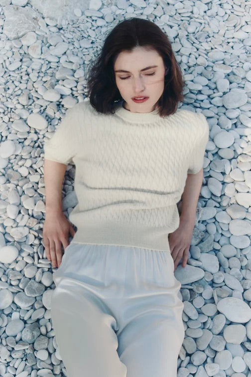 Lucie Cable Knit Shirt Cream