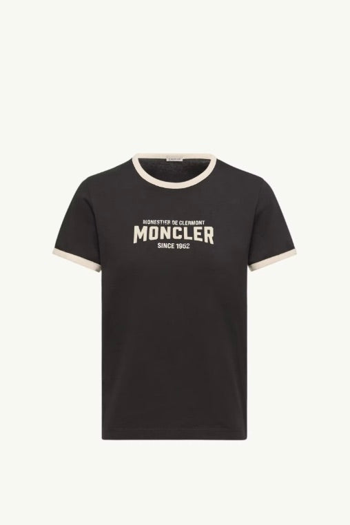 MONCLER Logo Print Cotton T-Shirt Black - Dale
