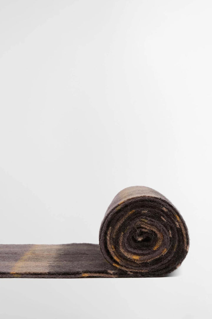 Barbour Mineral Tartan Wool-Cashmere Scarf Dried Bracken