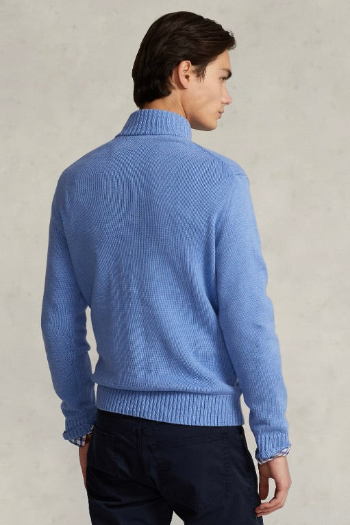 Cotton Quarter-Zip Mockneck Jumper Soft Royal Heather