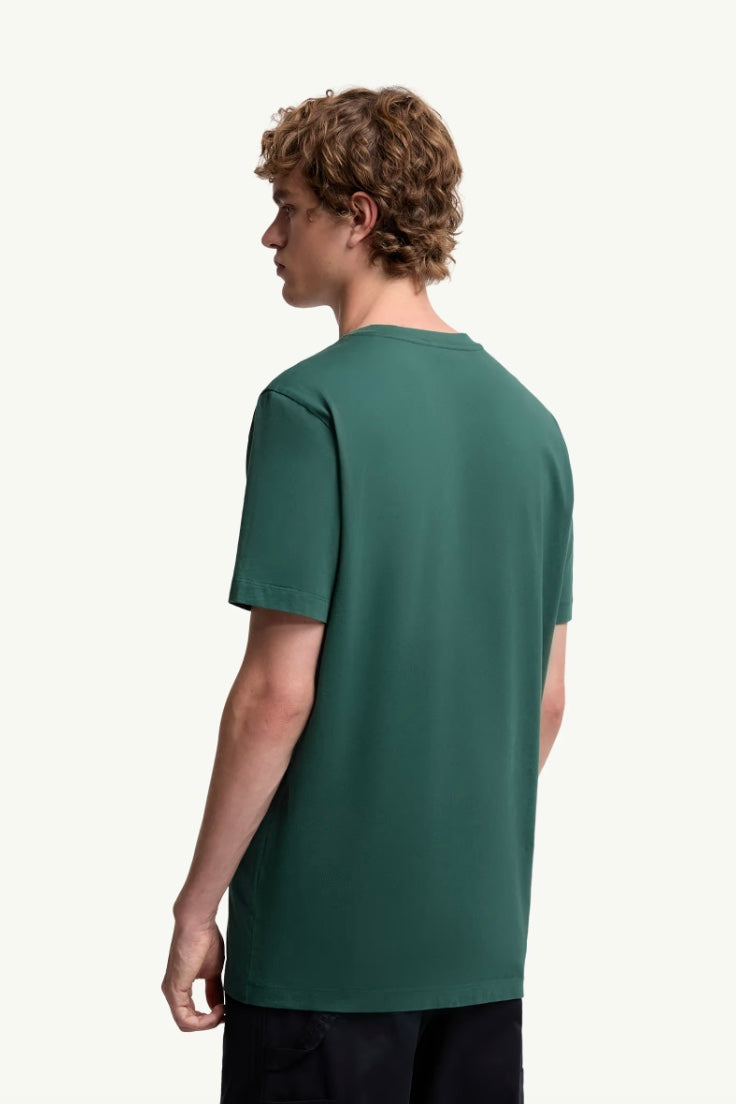 Flocked Logo Cotton T-Shirt Medium Green
