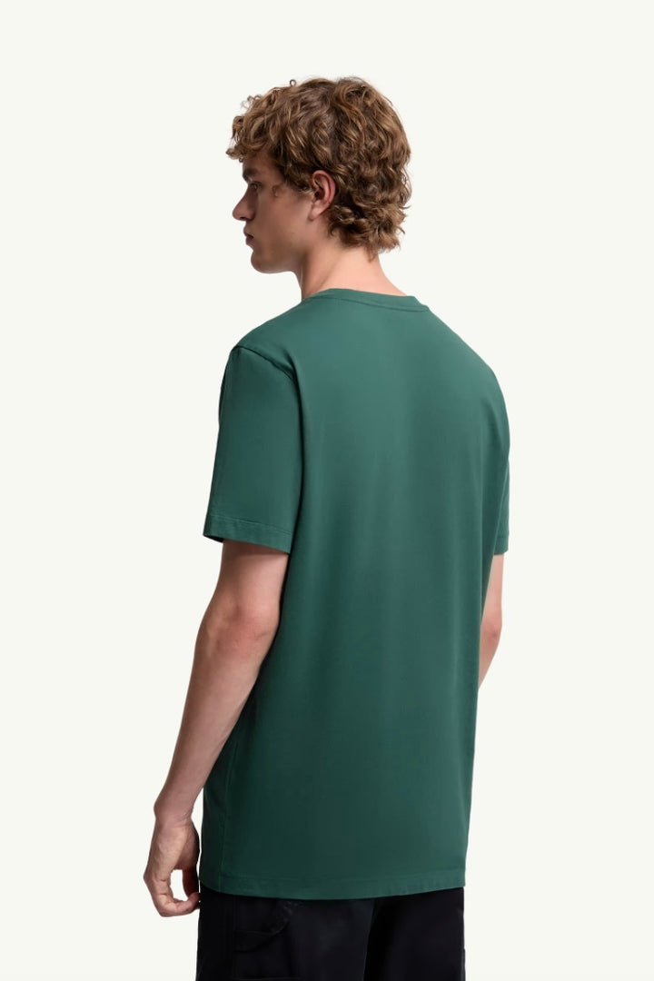 Flocked Logo Cotton T-Shirt Medium Green