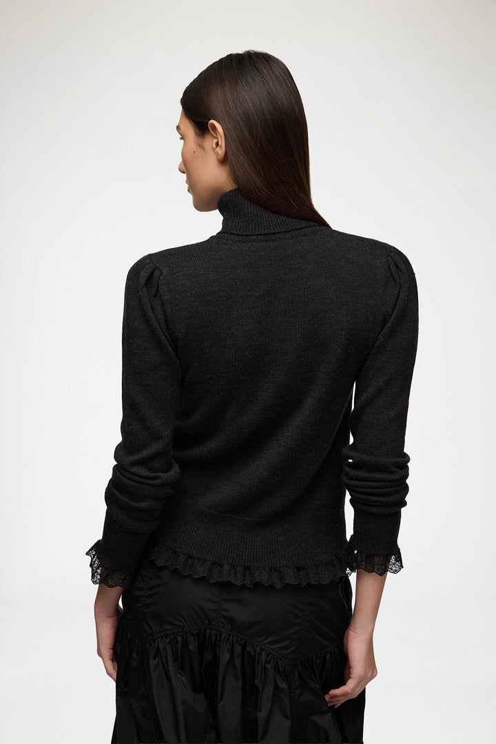 Merino Turtleneck w/Lace details Phantom