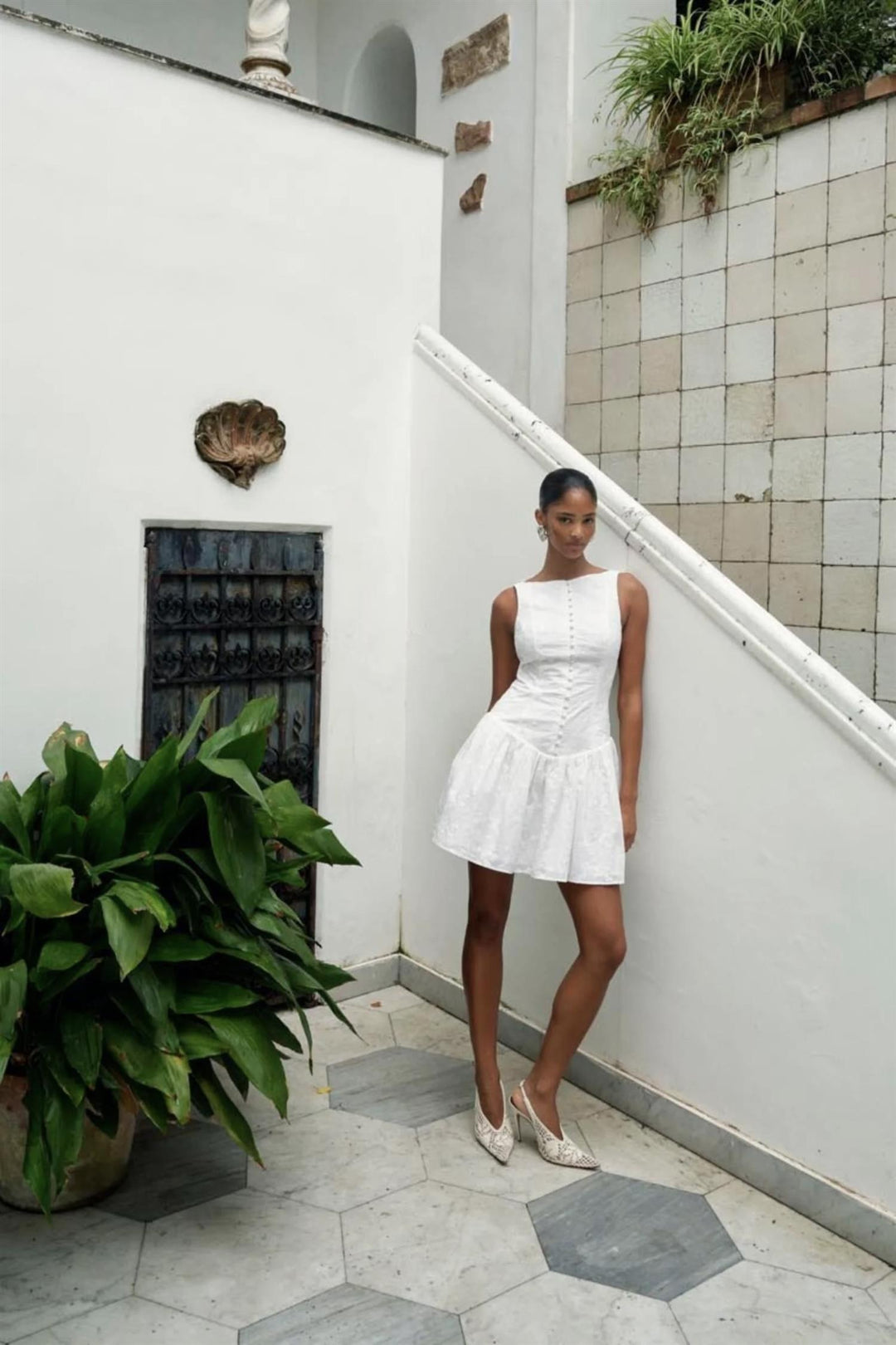 Sevilla Mini Dress White Embroidery