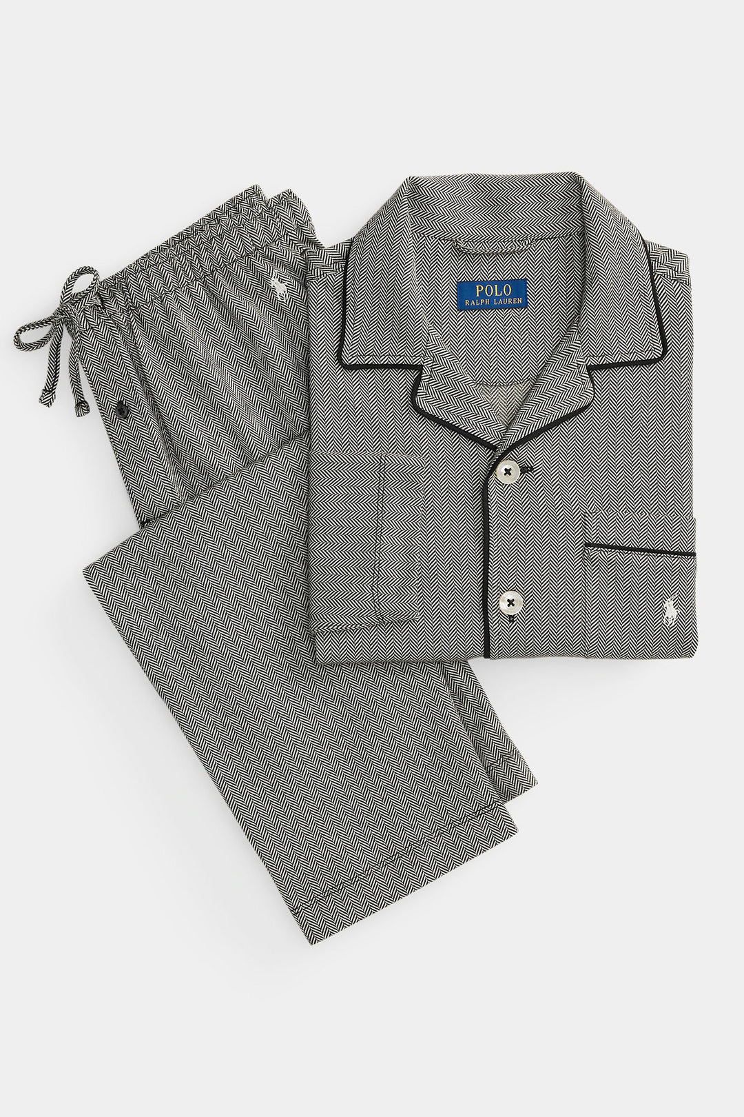 Jacquard-Knit Pyjama Set Black/Cream