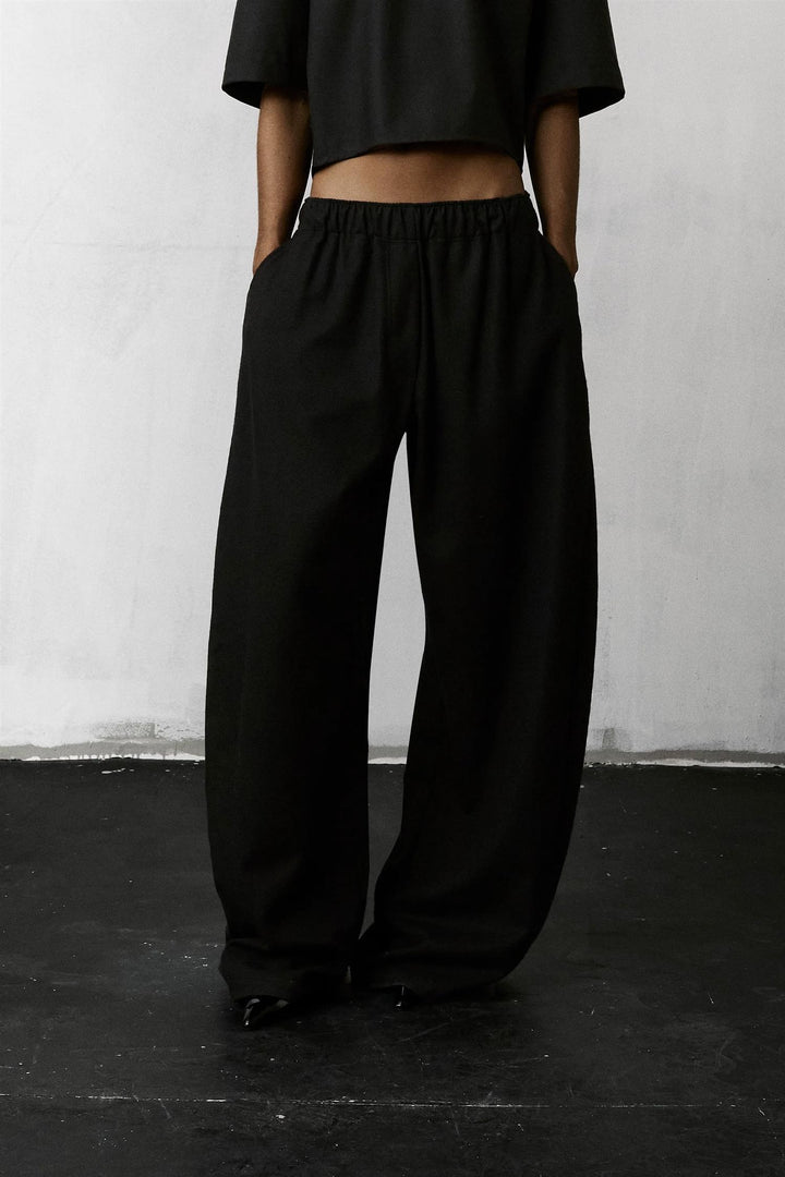 Dora Flannel Wool Trousers Black