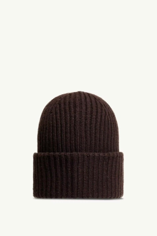 Wool and Cashmere Beanie Dark Brown