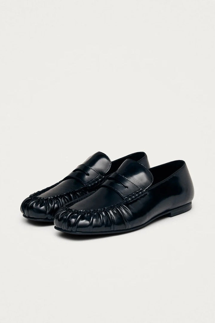 Aven Black Leather Loafers