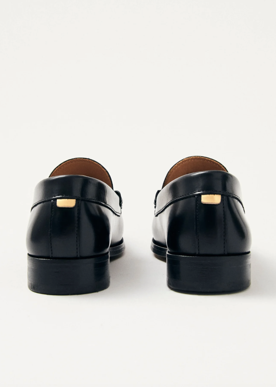 Rivet Black Leather Loafers