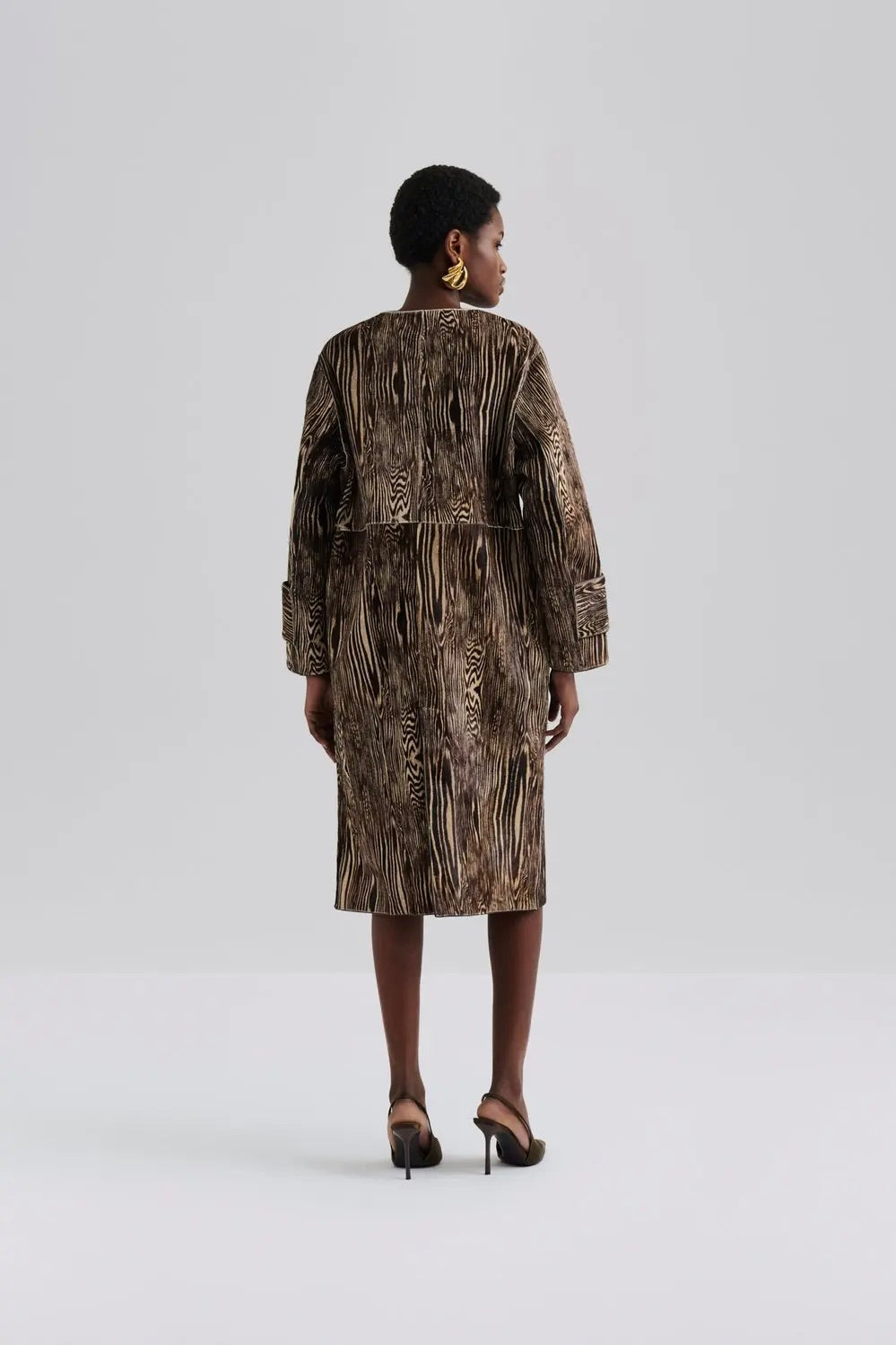 BY MALINA Zellea Moire Leather Coat - Dale