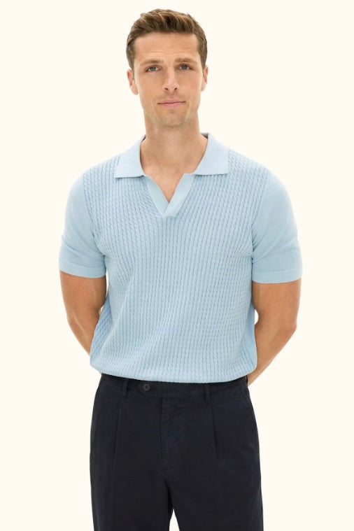Alf Short Sleeve Poloshirt Chambray BLue