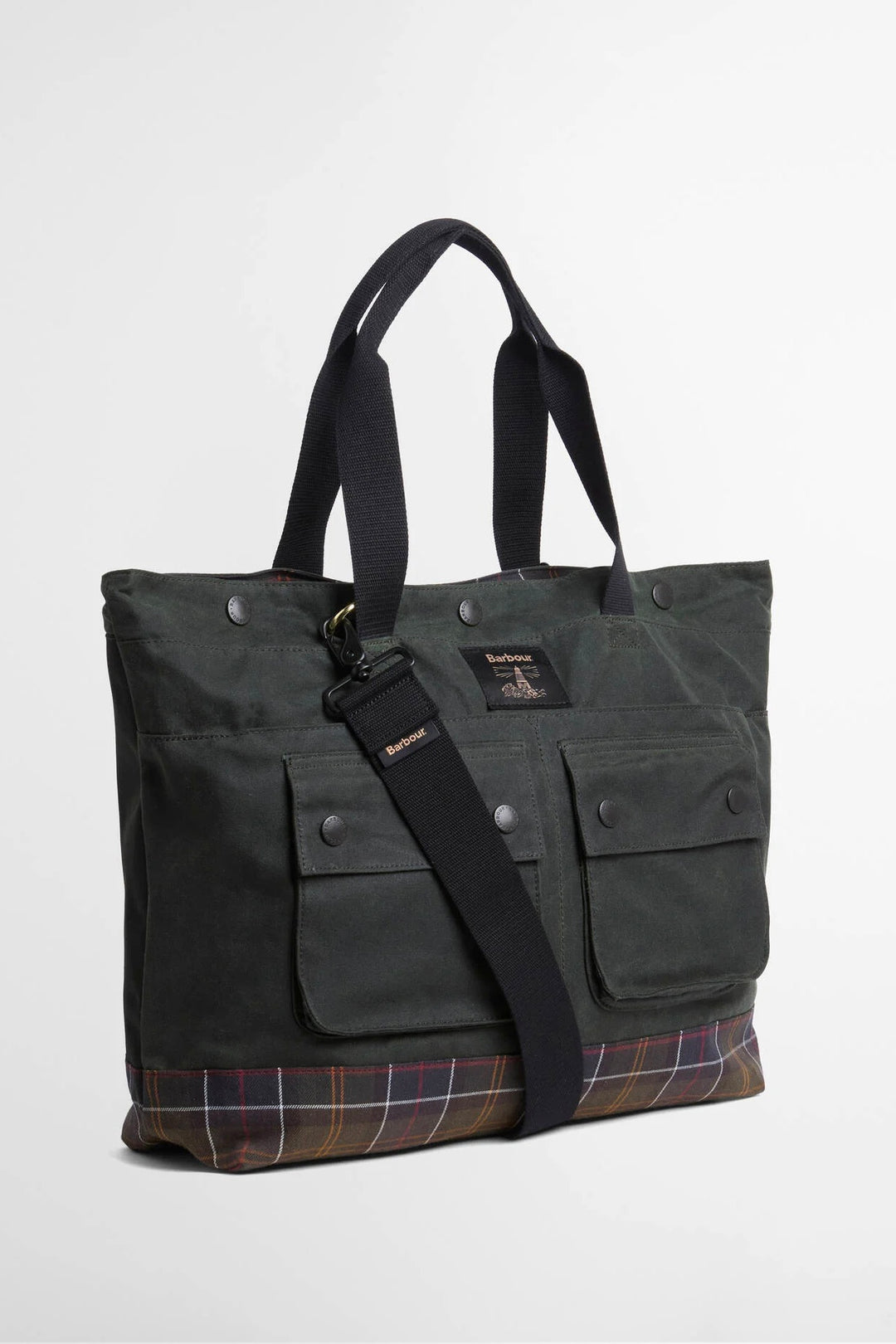 Barbour Field Waxed Tote Bag Sage