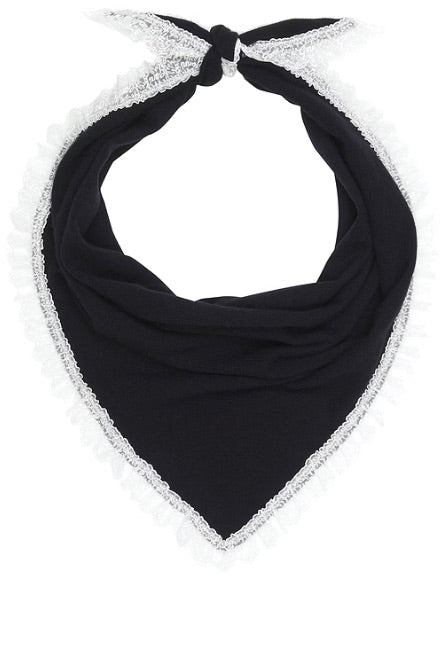 Wool Lace Triangular Scarf Sky Captain
