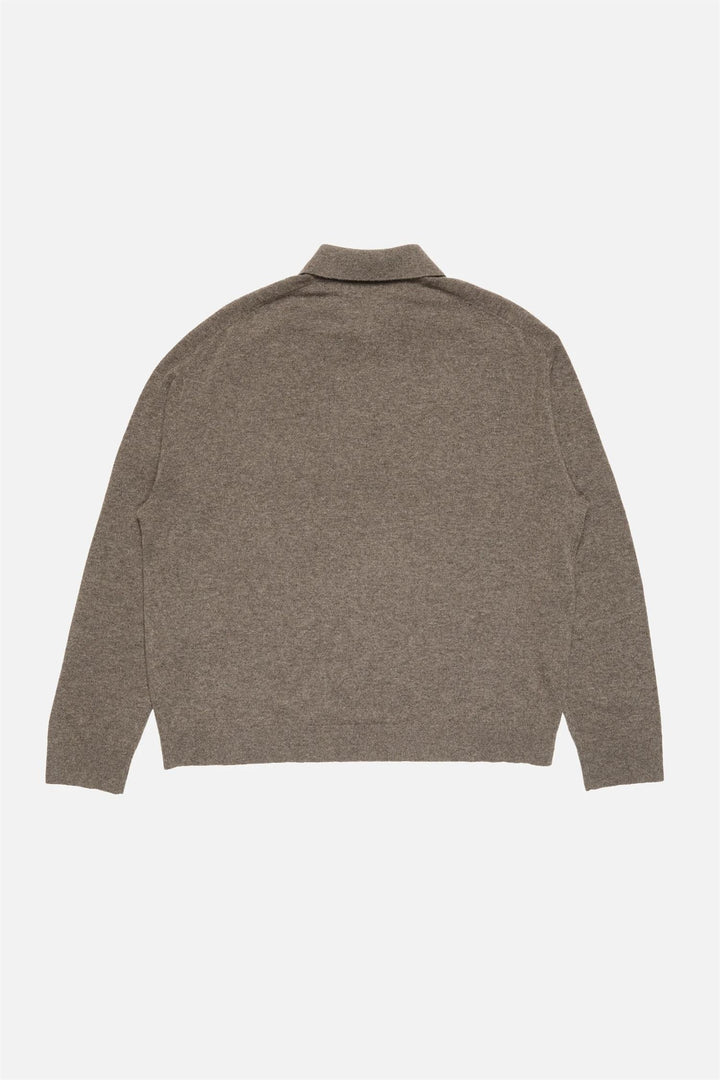 Wool Knit Polo Brown Melange