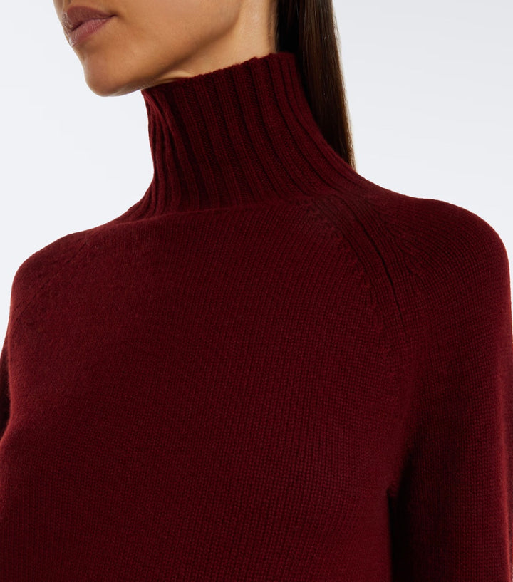 Wool and Cashmere Polo-neck Sweater Bordeaux