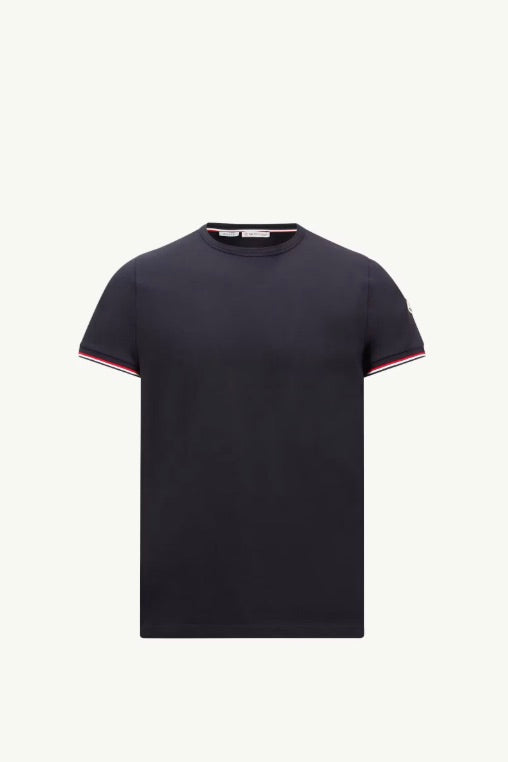 MONCLER Tricolour-Trimmed Cotton T-Shirt Night Blue - Dale