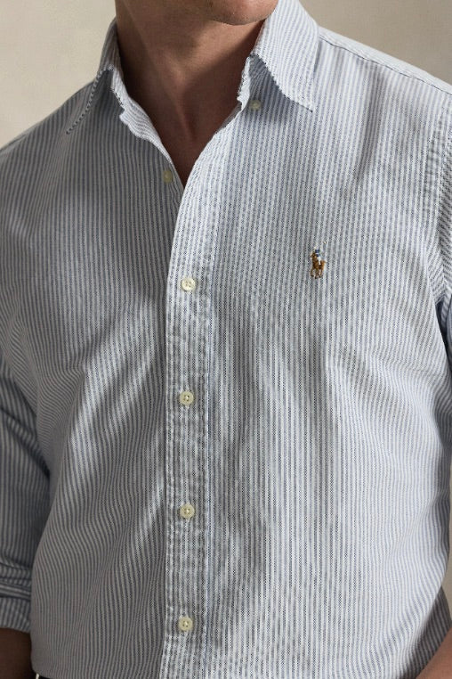 Custom Fit Oxford Shirt Blue/White Stripe