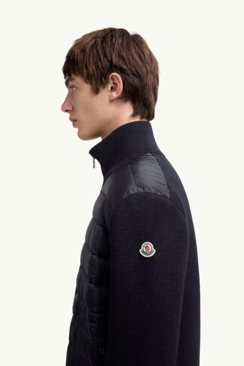 Padded Zip-Up Cardigan Navy