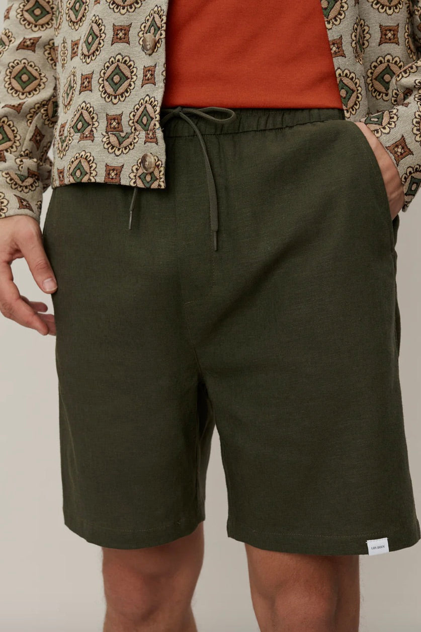 Otto Linen Shorts - FORREST GREEN