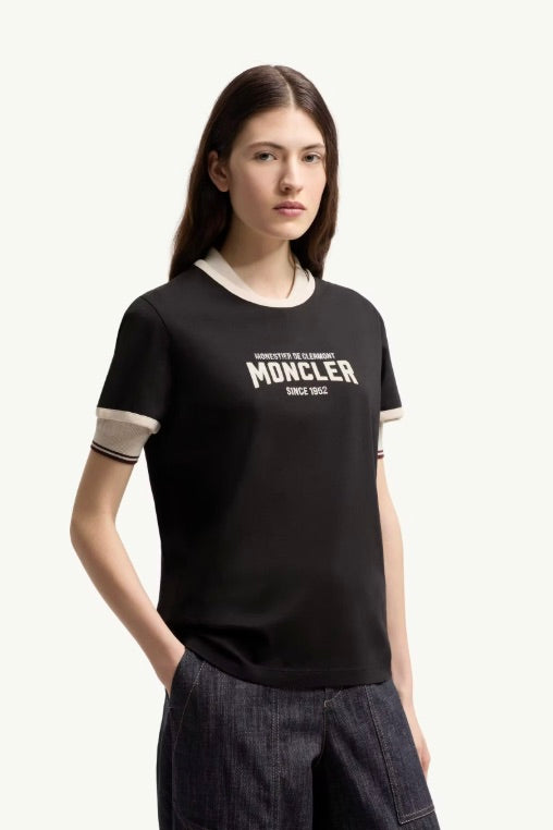 MONCLER Logo Print Cotton T-Shirt Black - Dale