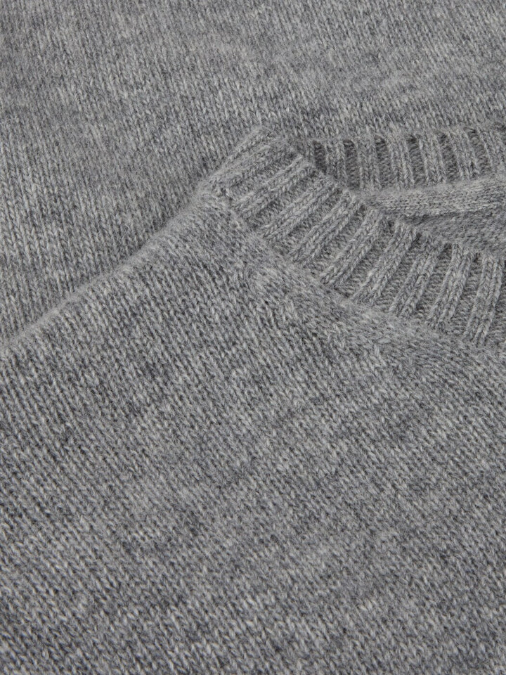 Pullover Knitted Crew Neck Carded Merino Wool Grey