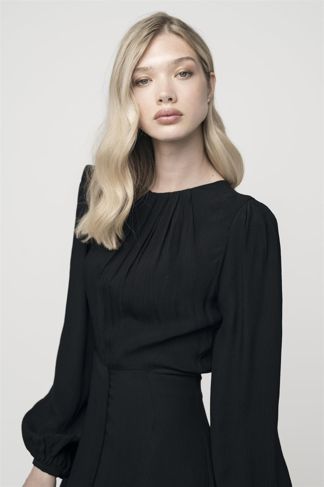 Ava Hammered Dress Black