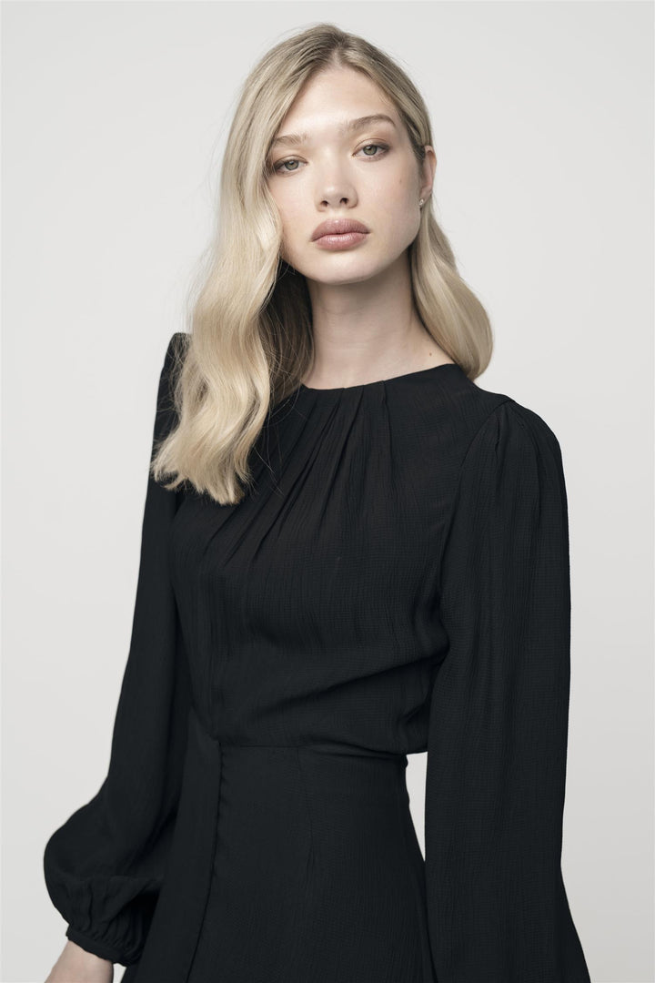 Ava Hammered Dress Black