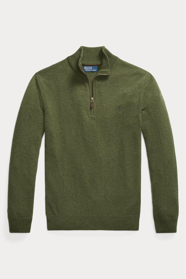 Wool Quarter-Zip Jumper Classic Olive Heather