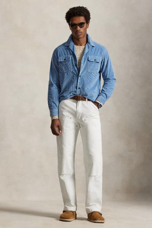 Classic Fit Corduroy Camp Shirt Channel Blue