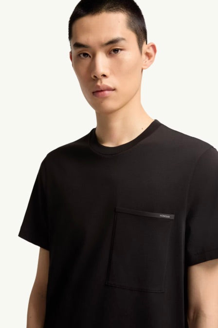 Cotton Jersey T-Shirt with Chest Pocket Black