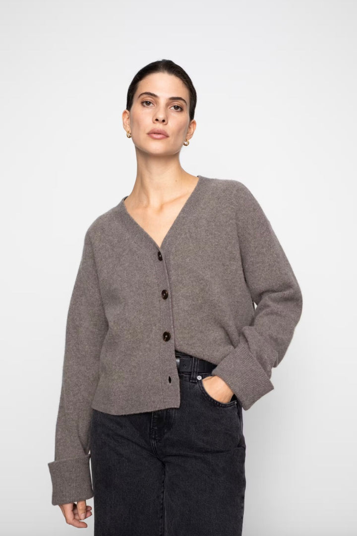 Aria Knit Cardigan Dark Taupe