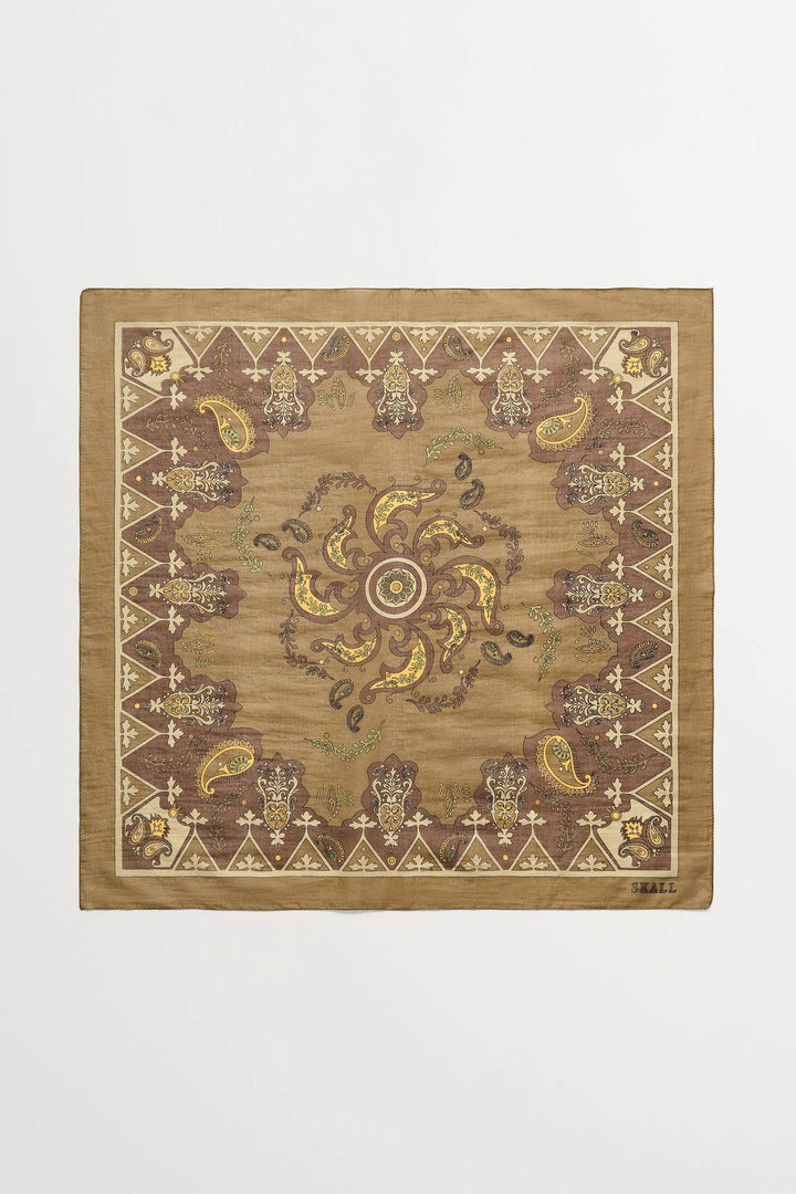 Pippa Scarf Khaki Paisley Print