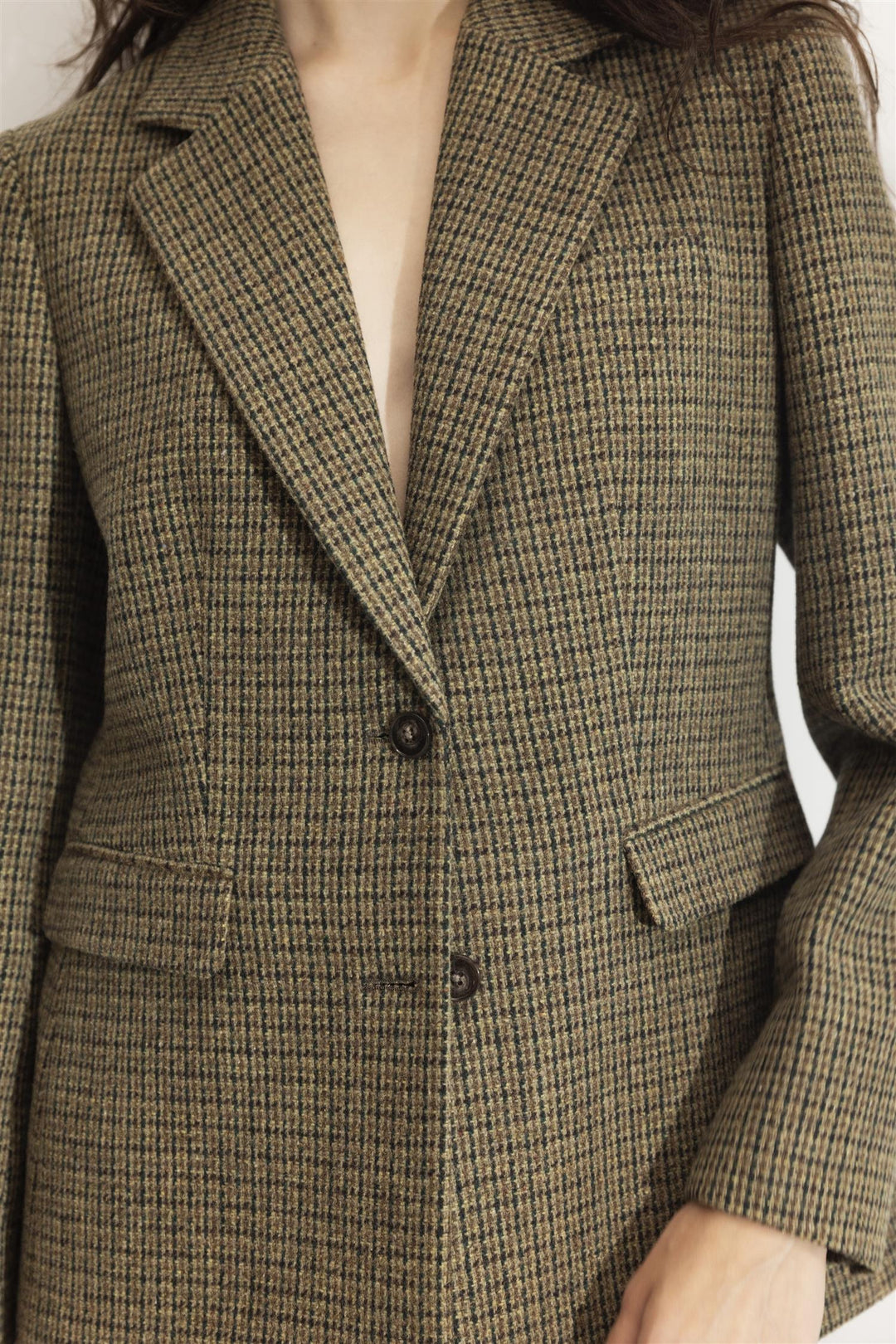 Brook Houndstooth Blazer Green