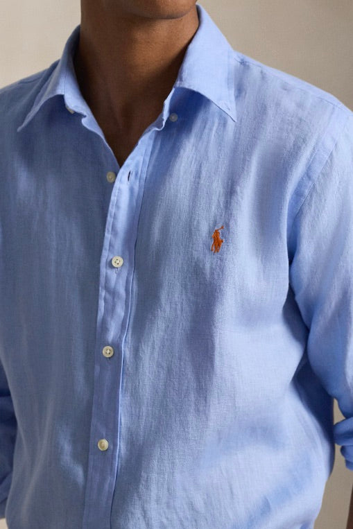 POLO RALPH LAUREN Custom Fit Linen Shirt Austin Blue - Dale