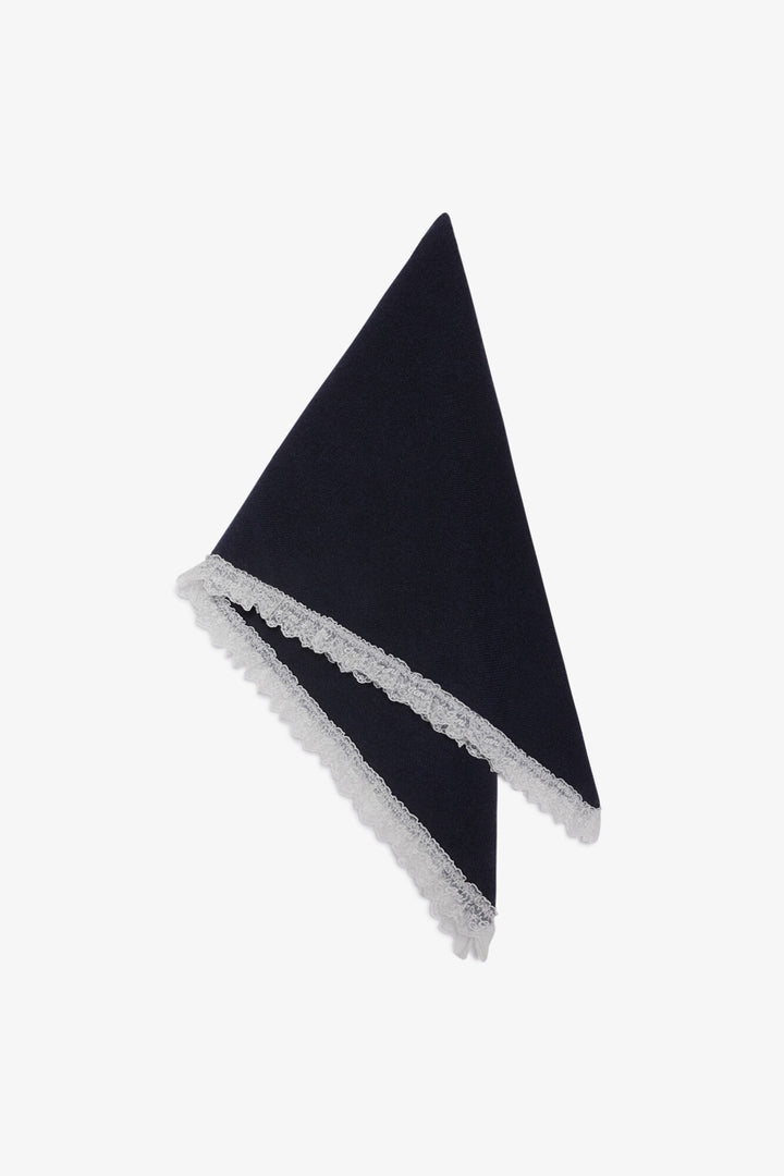 Wool Lace Triangular Scarf Sky Captain