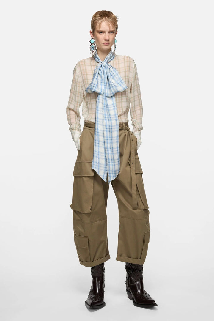 Twill Cargo Trousers Khaki Green