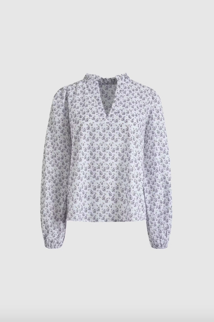 Karro Blouse White Lupin Print