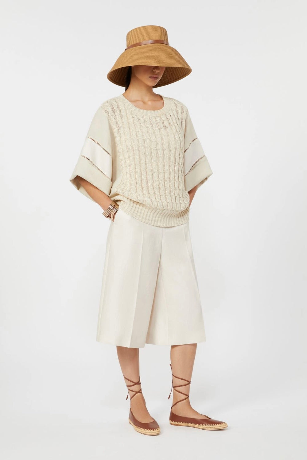 MAX MARA Linen Bermuda Shorts Beige - Dale