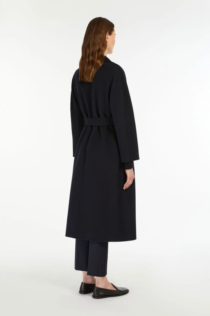 Wool Broadcloth Midi Coat Midnight Blue