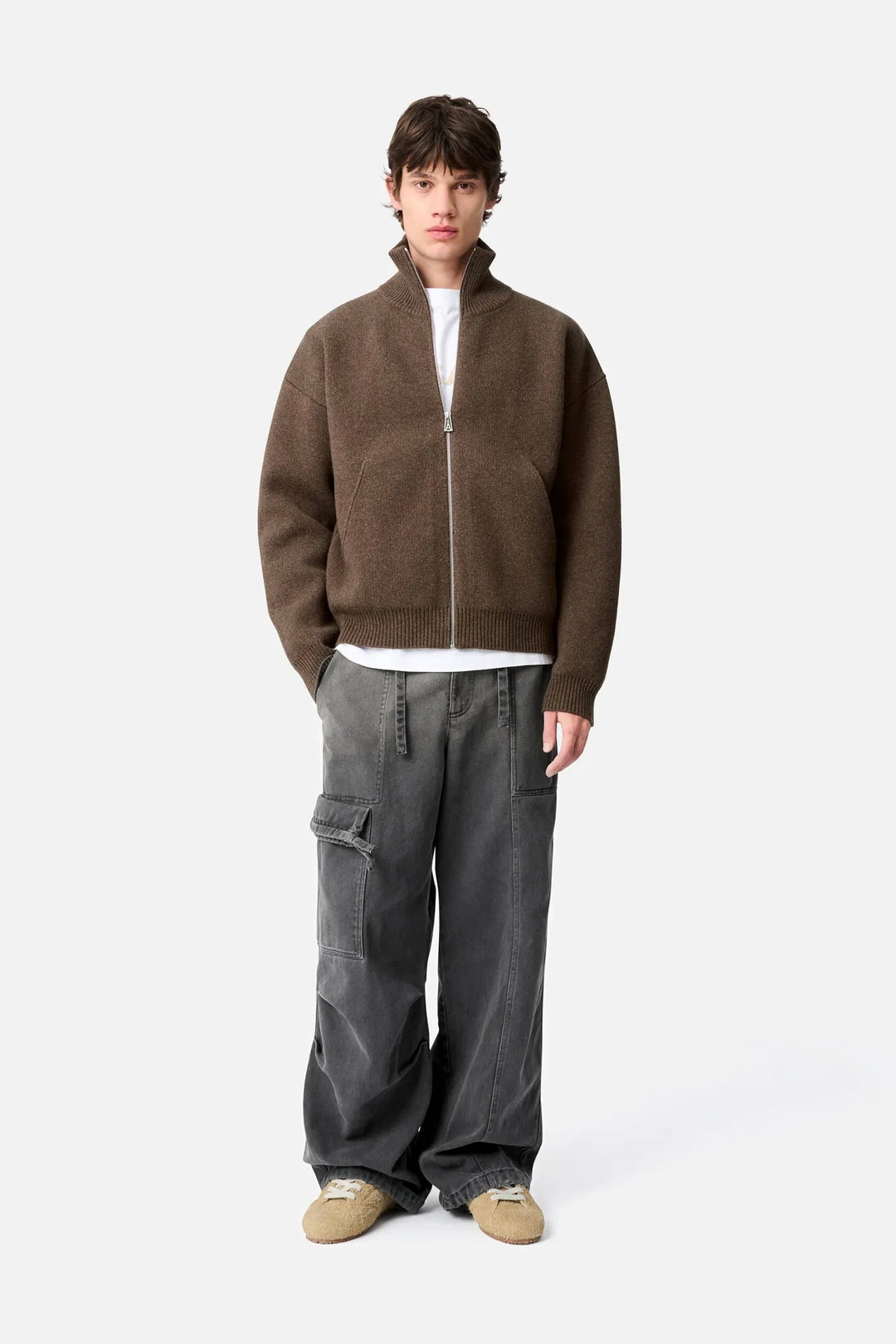 Core Zip-Up Sweater Dark Brown