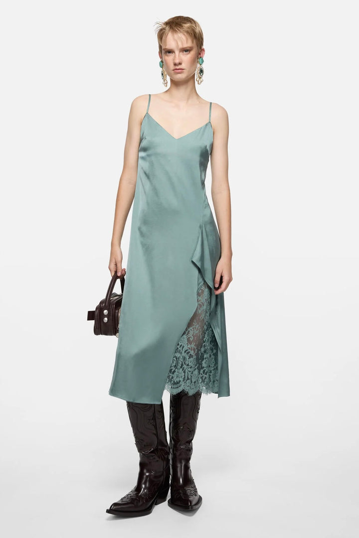 ACNE STUDIOS Satin Slip Dress Sage Green - Dale
