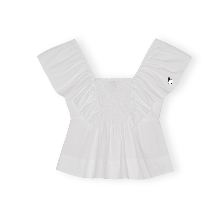 Cotton Poplin Ruffle Blouse
