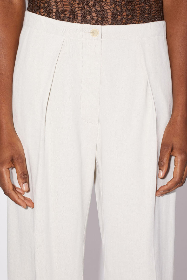 ACNE STUDIOS - Linen Blend Trousers - Cream White - Dale