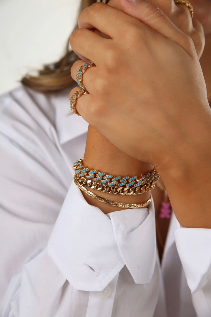 Mexican chain bracelet Mykonos blue