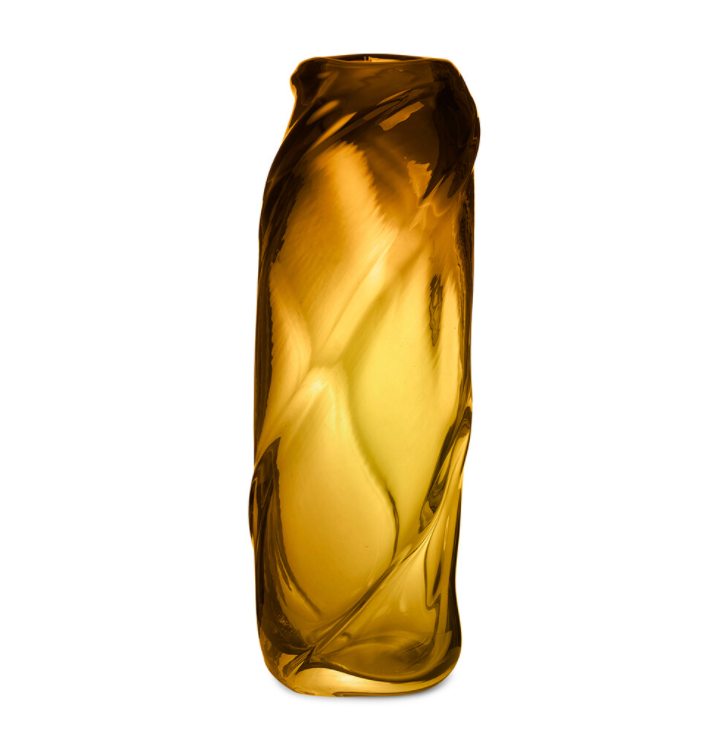 WATER SWIRL VASE TALL AMBER - Dale