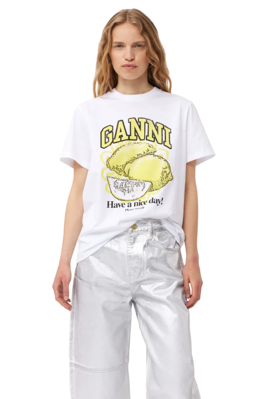 GANNI - Basic Jersey Lemon Relaxed T-shirt - Dale