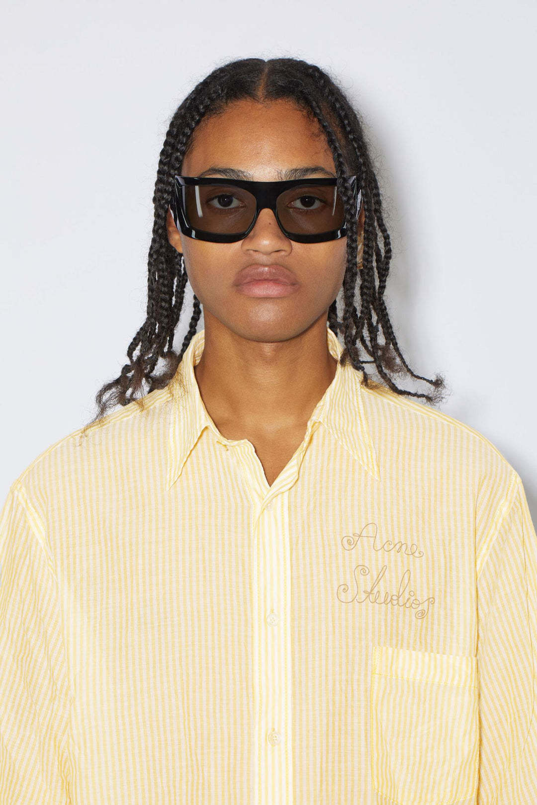 ACNE STUDIOS - Short Sleeve Button-up Shirt - Yellow/White - Dale