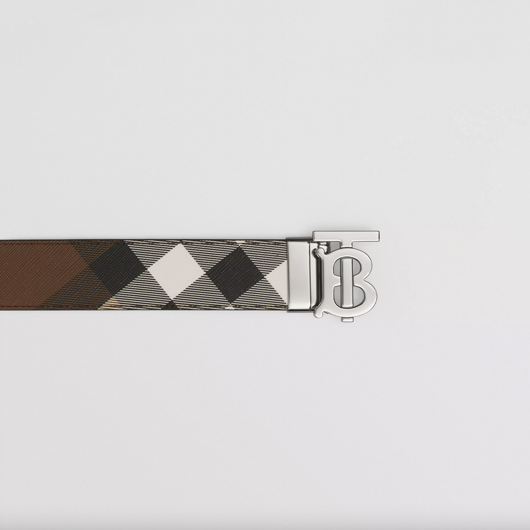 Reversible Check and Leather TB Belt